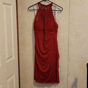 David's bridal bridesmaid knee length dress in red